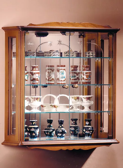 vitrine bois et verre - dv46va-merisier